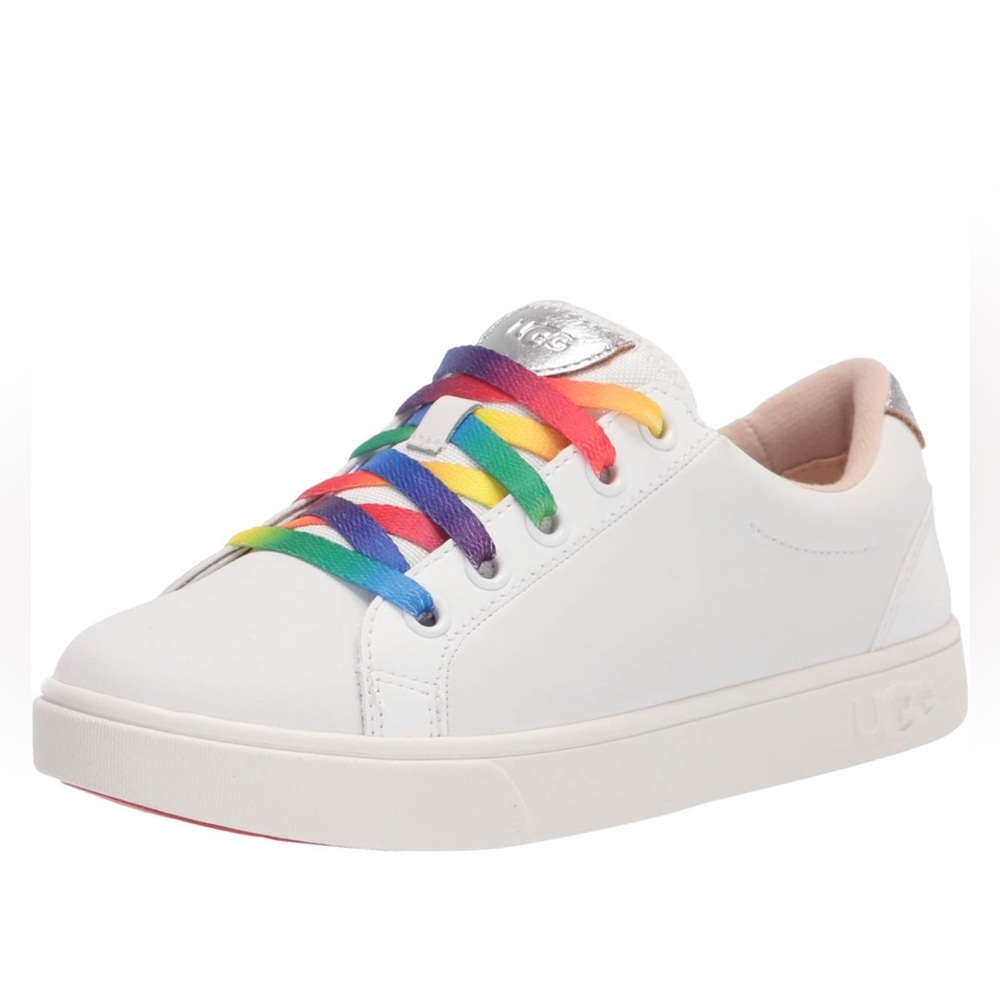 UGG Kids' Zilo Sneaker with Rainbow Tie-Dyed Laces.